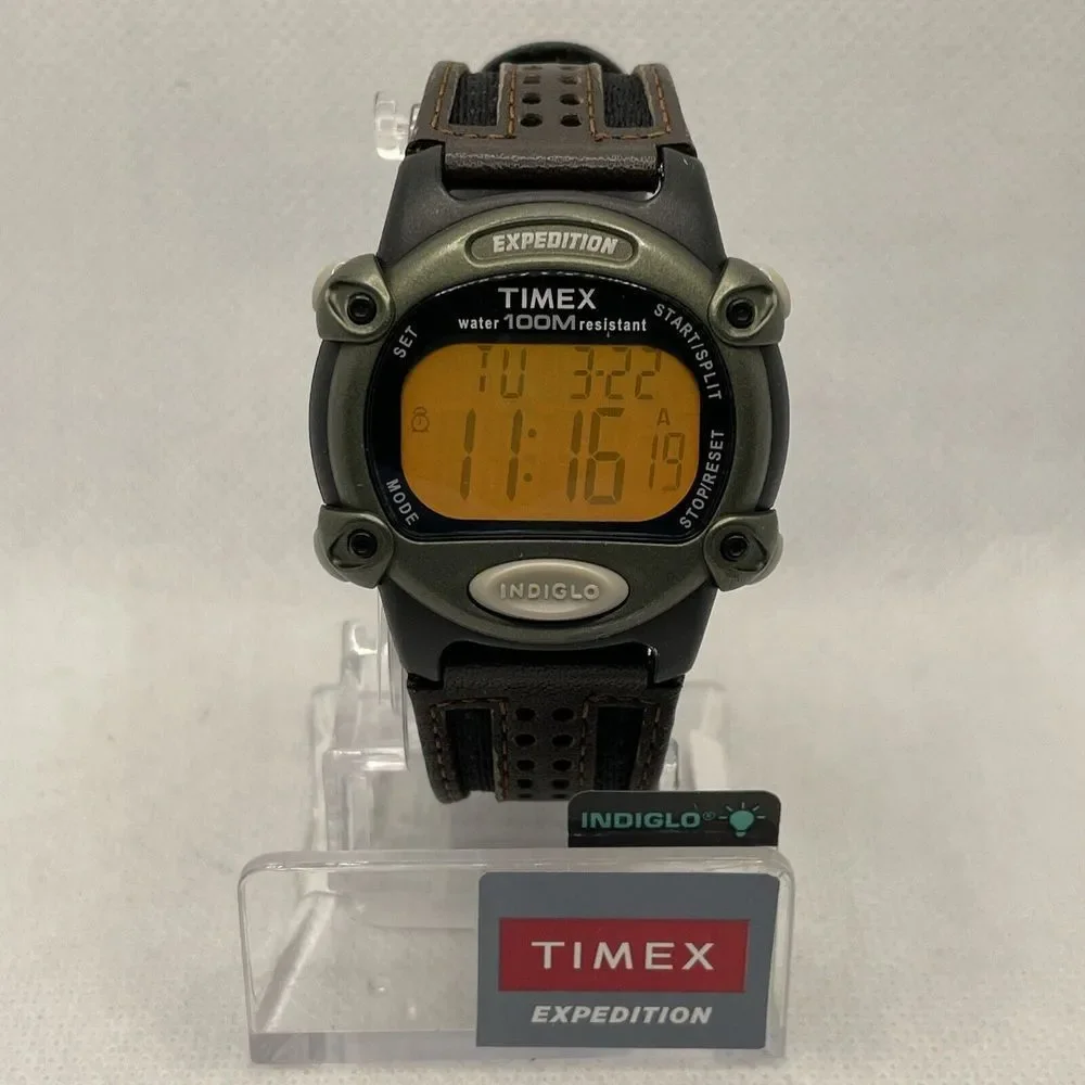 Timex Expedition T48042 Mens Brown Nylon/Leather Digital Dial Quartz Watch TMR71 - Picture 1 of 10